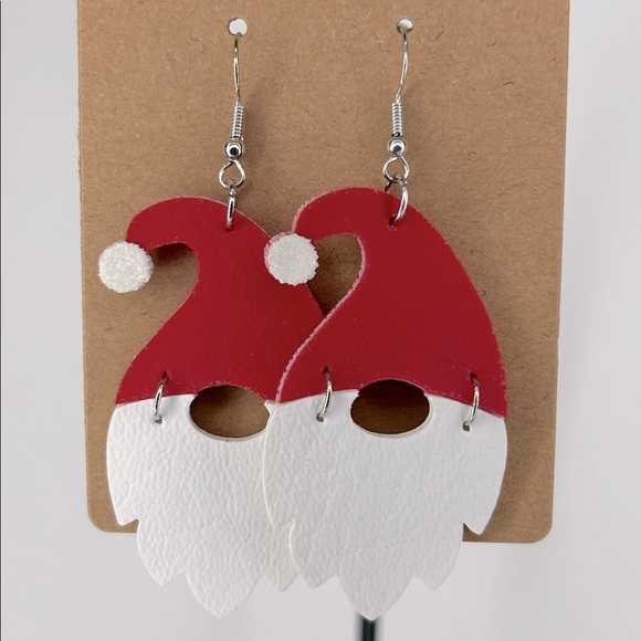 Jewelry - Faux Leather Dangle Earrings Gnome Santa